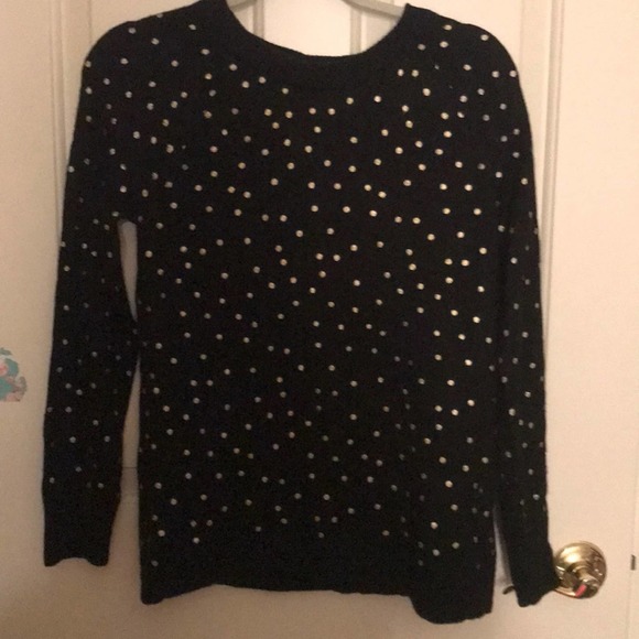 Loft black & gold polkadot sweater cutout small - Picture 4 of 9